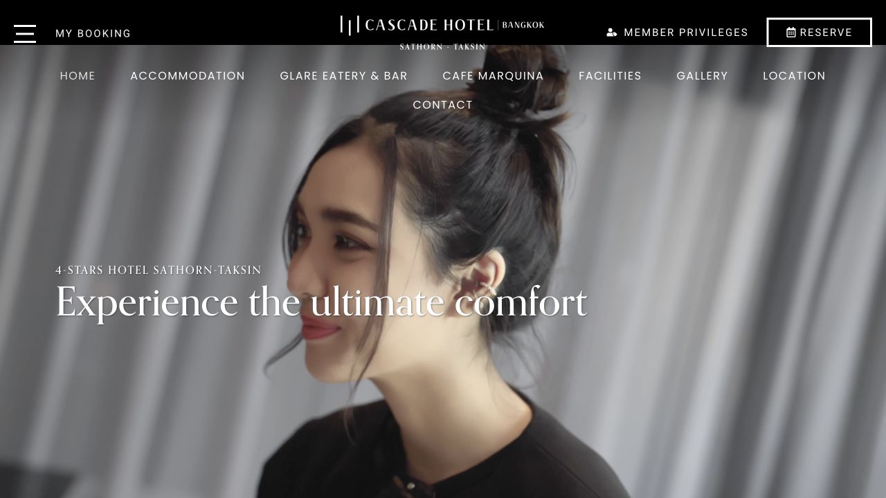 Cascade Hotel Bangkok website on desktop